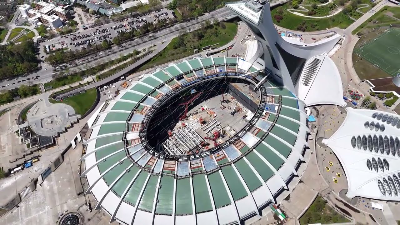 Suite de la rénovation du Stade Olympique - Drone 4K - Continuing the renovation of Olympic Stadium