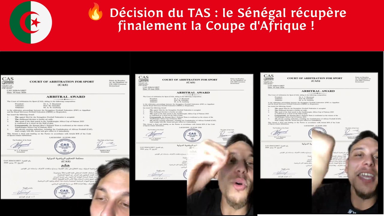🔥 Décision du TAS : le Sénégal récupère finalement la Coupe d'Afrique !