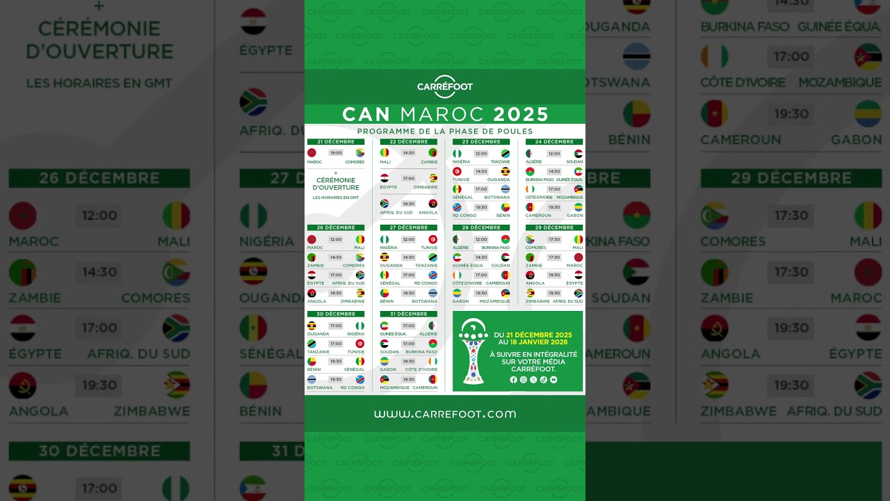 Le programme de la phase de poules I CAN MAROC 2025