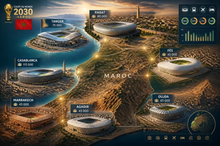 Stades de la coupe du monde 2030 au maroc : liste complète, capacité des infrastructures et villes hôtes