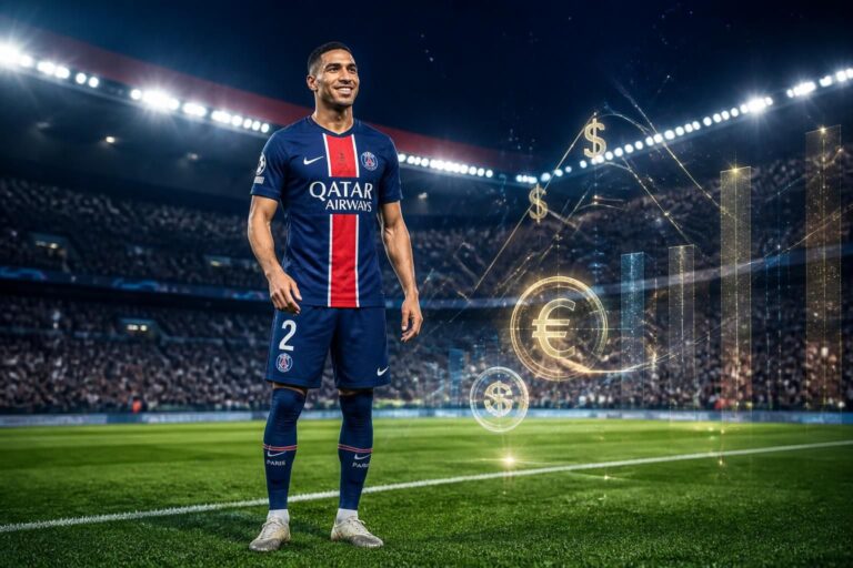 Le nouveau salaire d&rsquo;Achraf Hakimi au psg : le latéral droit le mieux payé au monde